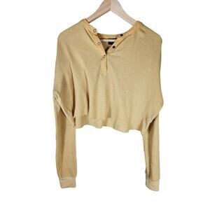 URBAN OUTFITTERS OUT FROM UNDER Yellow Long Sleeve Crop Boho Sweater SZ S